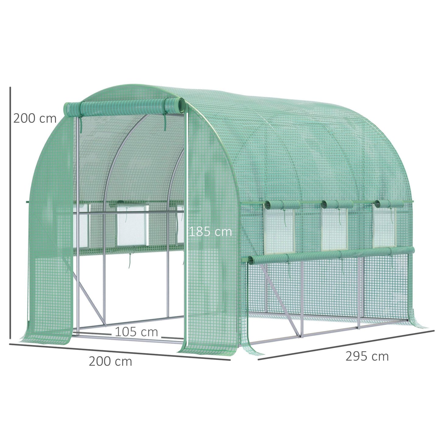 Outsunny 3 x 2 x 2m Polytunnel Green House w/ UV-resistant PE Cover, Green - ALL4U RETAILER LTD