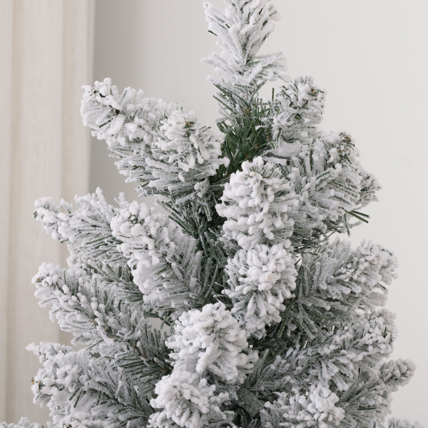 HOMCOM5ft Snow Flocked Pencil Christmas Tree with 263 Tips and Metal Base for a Realistic Holiday Decor - ALL4U RETAILER LTD