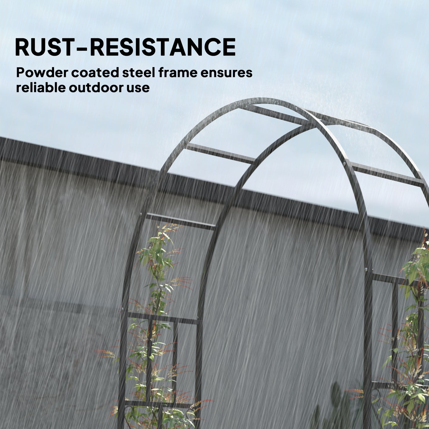 Outsunny Steel Garden Arch 2.2m High 1.5m Trellis For Climbing Roses Wisteria Vines Outdoor Wedding Arch Black