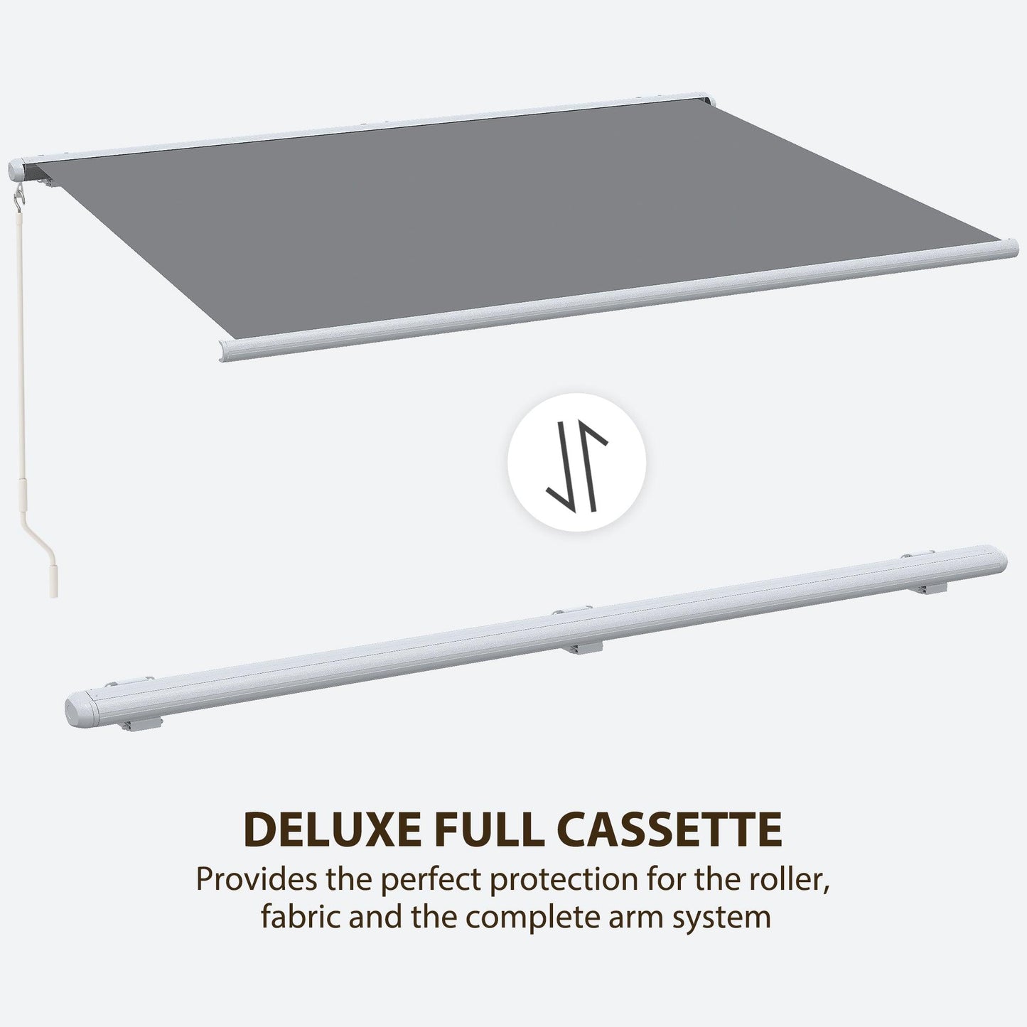 Outsunny 4x3m Full Cassette Electric/Manual Retractable Awning w/ LED Light - ALL4U RETAILER LTD