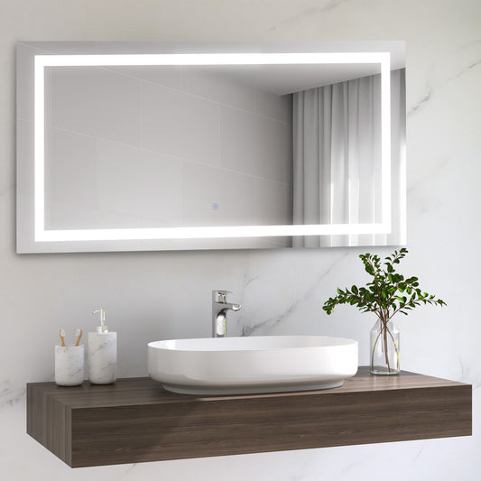 HOMCOM Contemporary LED Bathroom Mirror with Anti-Fog Sensor and Heated Features - 120W x 60H x 4D cm - ALL4U RETAILER LTD