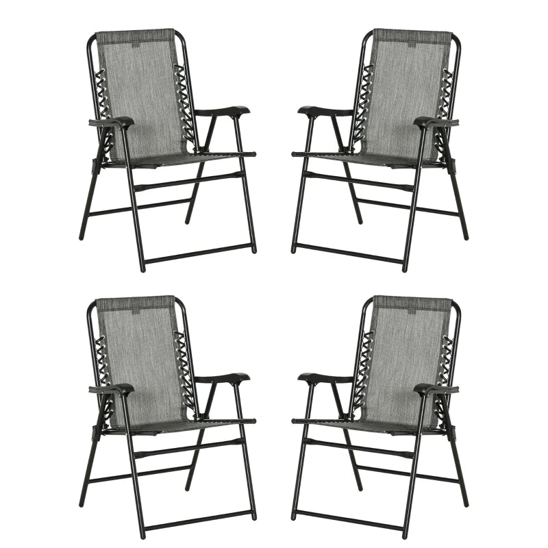 Outsunny 6-Piece Patio Folding Chair Set, Portable Outdoor Loungers for Camping, Pool, Beach, Deck - Mixed Grey, Armrests, Steel Frame - ALL4U RETAILER LTD