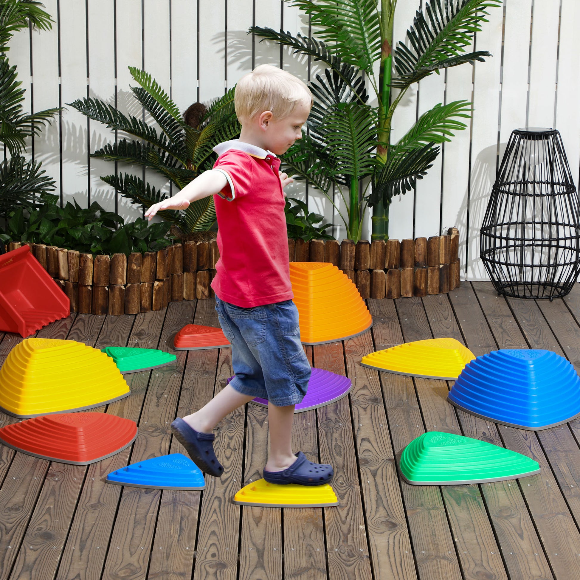 ZONEKIZ 11-Piece Kids Balance Stones Set for Indoor/Outdoor Obstacle Courses - Non-Slip, Stackable Sensory Play for Ages 3-8 - ALL4U RETAILER LTD