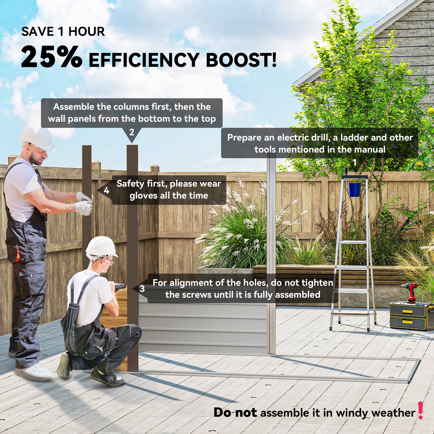 Outsunny 3.7 By 7.9 Ft Galvanised Steel Shed With Latched Door And Padlock Oak Finish