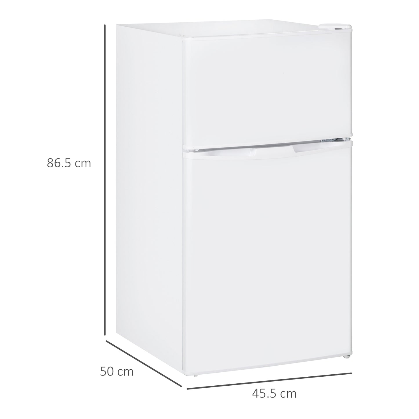 HOMCOM 88L Under Counter Fridge Freezer White With 5 Setting Temperature Control And 3 Star Freezer