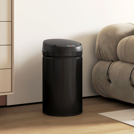 HOMCOM 30L Stainless Steel Sensor Bin Auto Open Hands Free Lid For Modern Kitchen Black