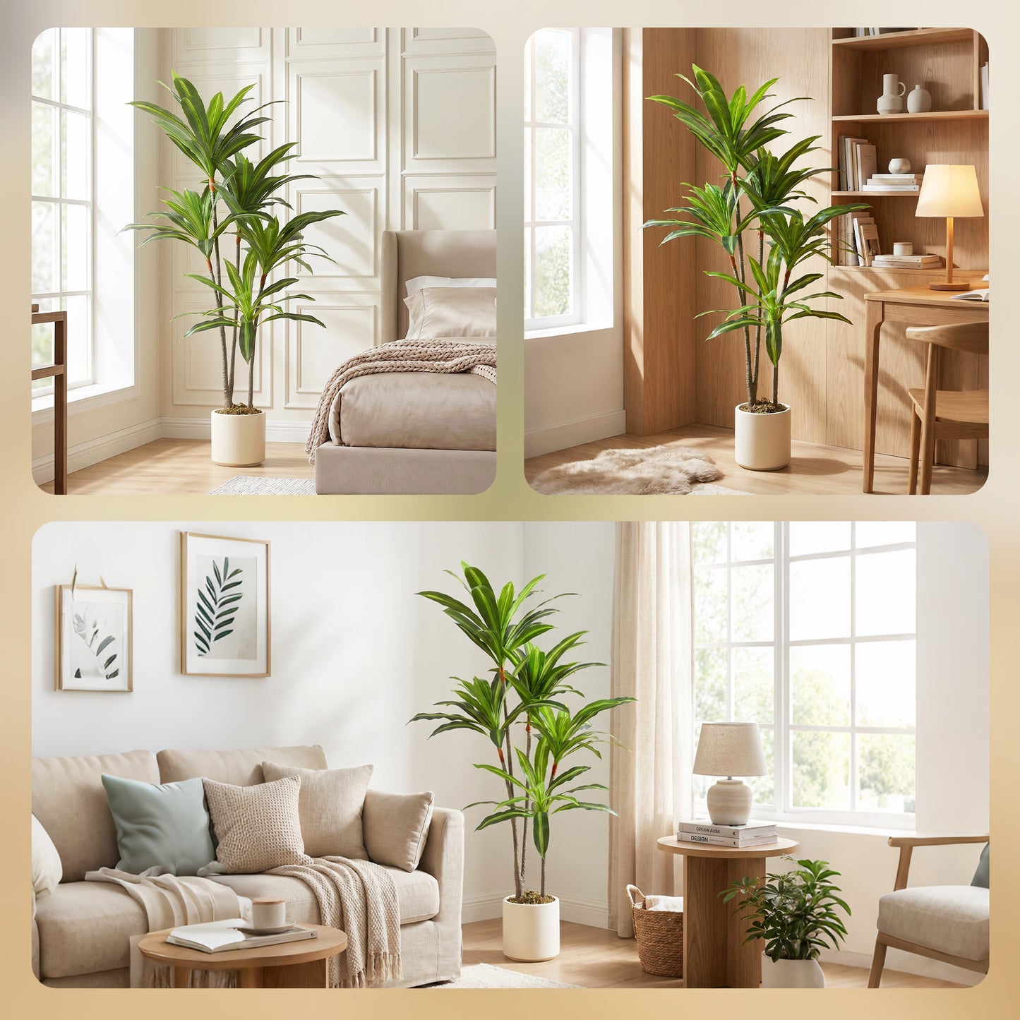 HOMCOM 150cm Lifelike Artificial Dracaena Tree With Bendable Trunks And Lifelike PEVA Leaves For Indoor Decor Green