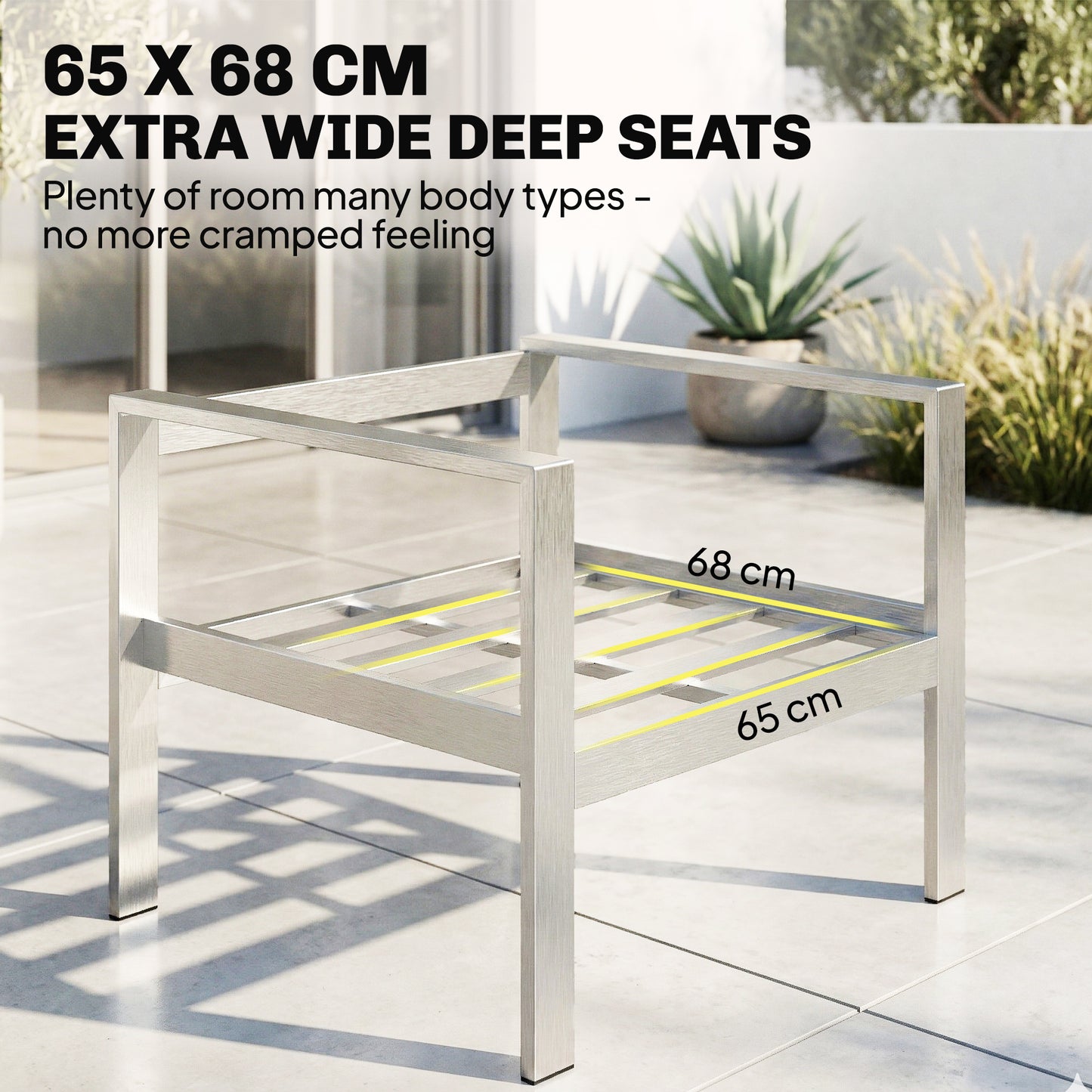 Outsunny 4 Seater Garden Furniture Set With Extra Wide Deep Seats Olefin Cushions Brushed Aluminium Frame Dark Grey