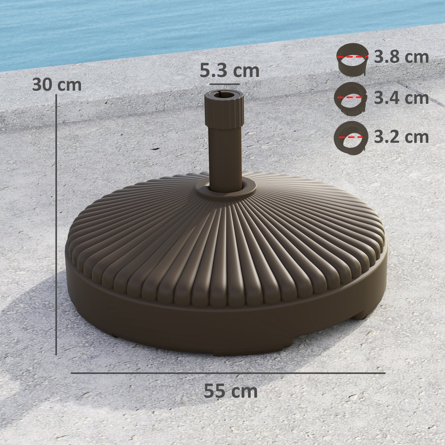 Outsunny Garden Parasol Base Holder For Outdoor Umbrella Stand Sand Or Water Filled Weight 28kg Or 23kg Brown