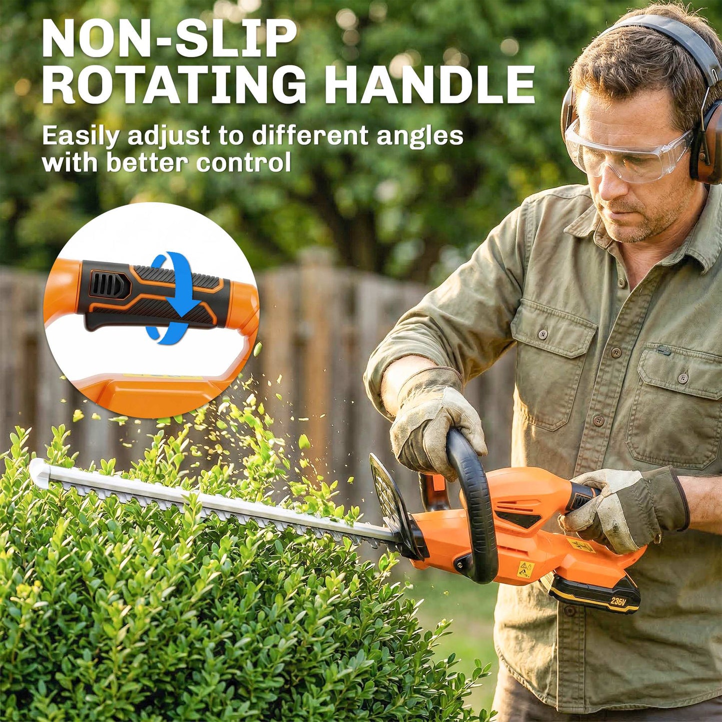 Outsunny 20 Inch Cordless Hedge Trimmer 18V With 51 Cm Dual Action Blade 2000mAh Battery