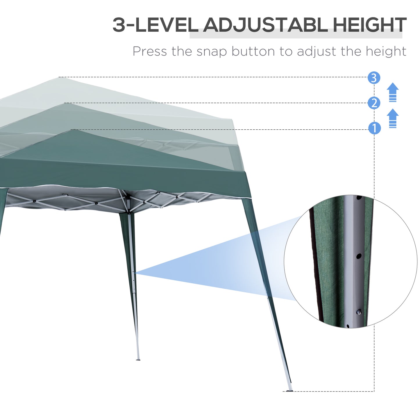 Outsunny 3m Base and 2.5m Pop Up Gazebo with Carry Bag Height Adjustable Slant Leg Party Tent for Garden Patio Green