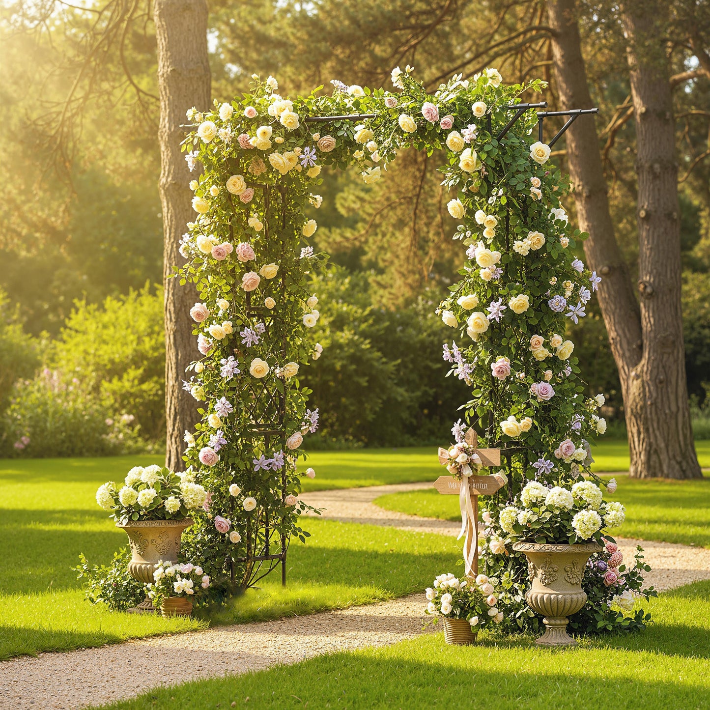 Outsunny Garden Arch With Trellis For Climbing Plants PE Coated Steel Arbour Black 180 x 40 x 215 cm