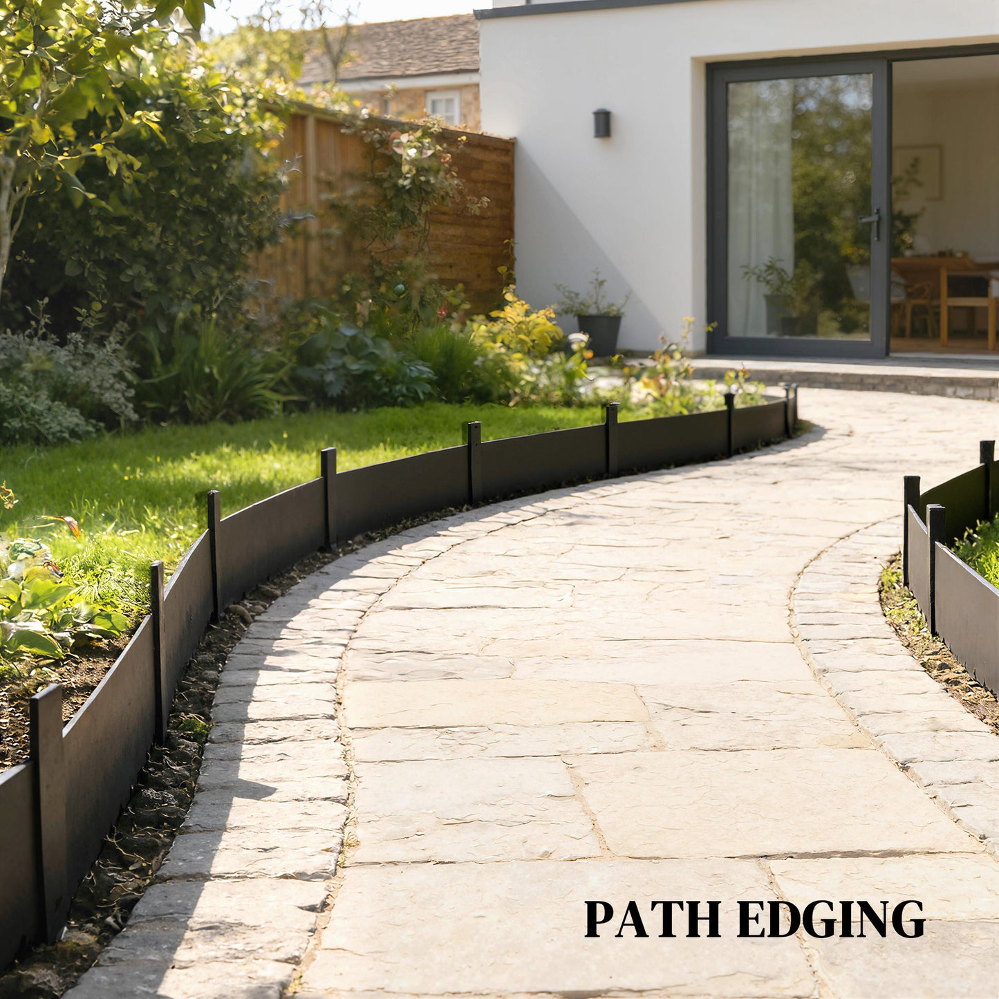 Outsunny 5 Pcs Metal Garden Fence Panels Picket Fence 115x20cm Weatherproof Black