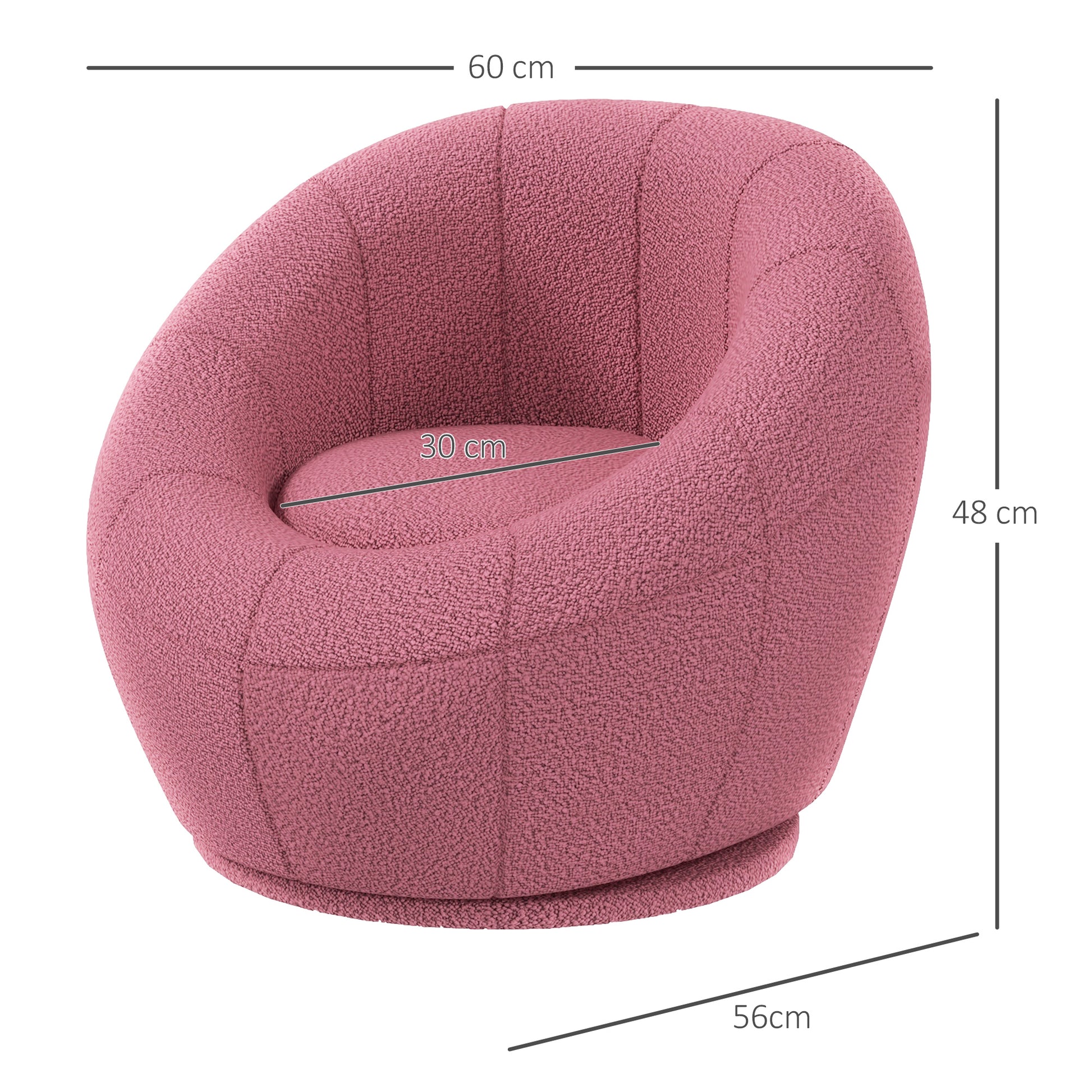 HOMCOM Stylish Pink Swivel Armchair, Comfortable Boucle Accent Chair for Living Room, Bedroom, and Home Office - ALL4U RETAILER LTD