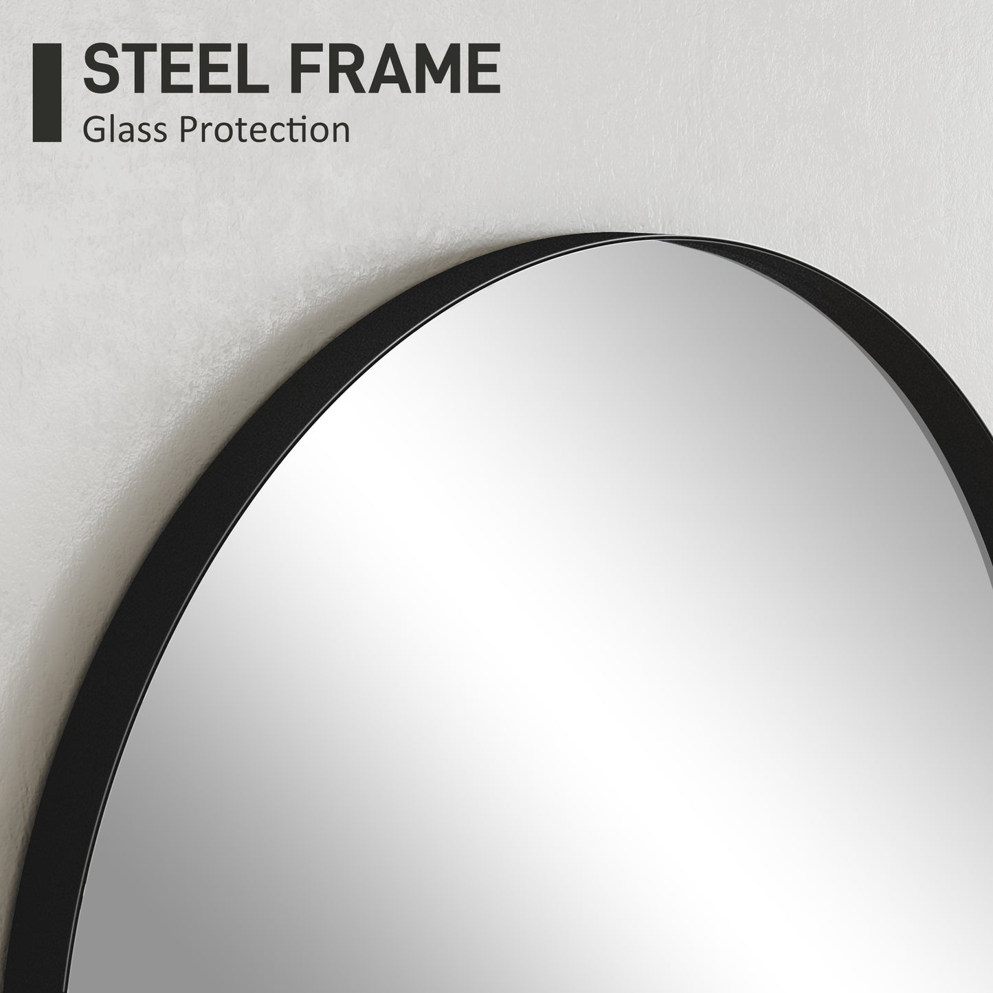 HOMCOM 50 x 70cm Arched Mirror Black With HD Glass And Shatter Resistant Film Powder Coated Frame