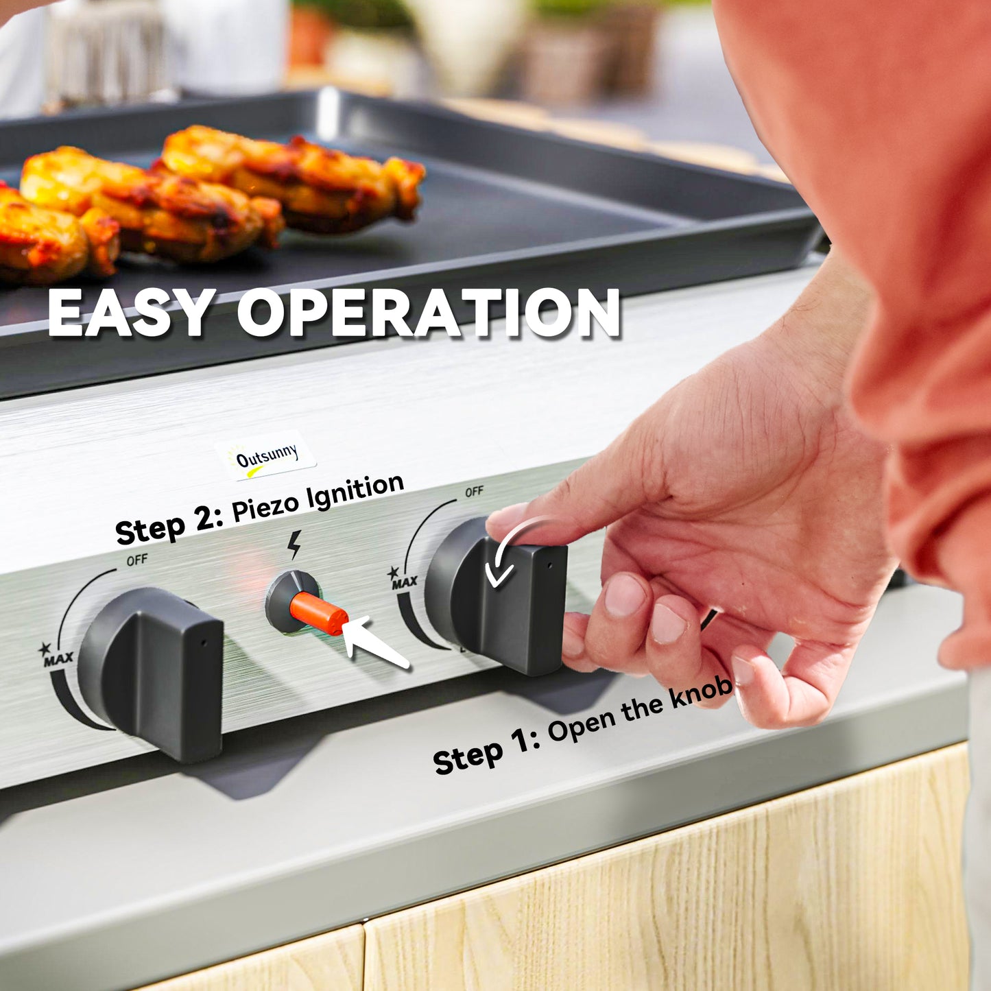 Outsunny Four Burner Portable Gas Grill With Pull Out Grease Box And Adjustable 2.4kW Burners