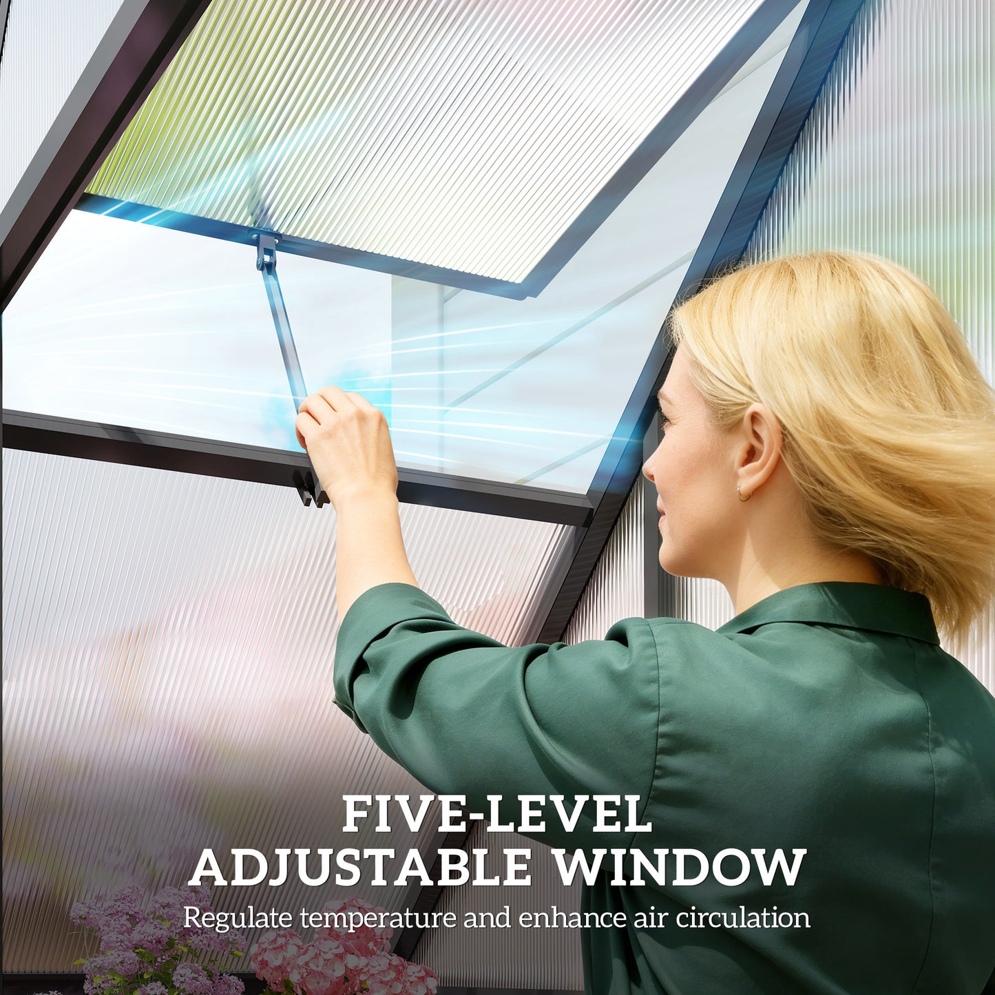 Outsunny Polycarbonate Greenhouse With Swing Door And Adjustable Window Walk In 5.5 Feet By 2 Feet Black