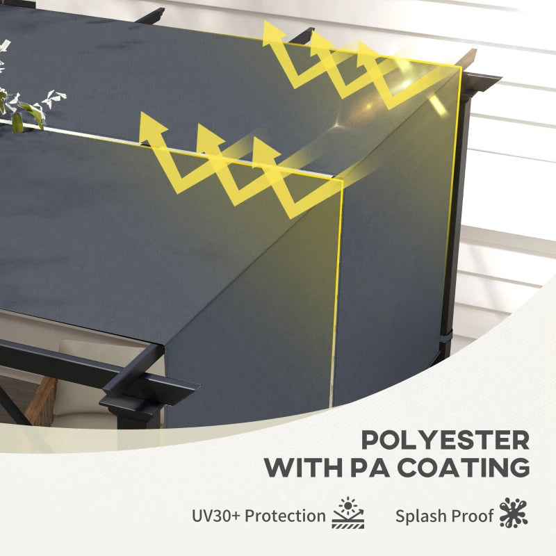 Outsunny 2-Pack Dark Grey Pergola Replacement Canopy with UV Protection - Easy-to-Install Shade Cover for 3m x 3m Pergola - ALL4U RETAILER LTD