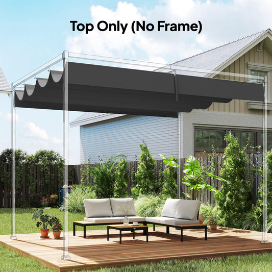 Outsunny Retractable Pergola Canopy Replacement Cover 3.92 x 3.5 m UV 30 Plus for 4 x 3 m Pergola Dark Grey