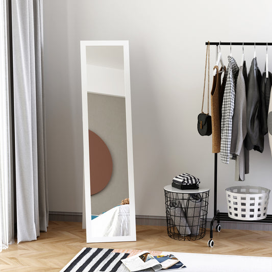 HOMCOM Elegant Full Body Dressing Mirror with Versatile Mounting Options, 37 x 154 cm, White - ALL4U RETAILER LTD