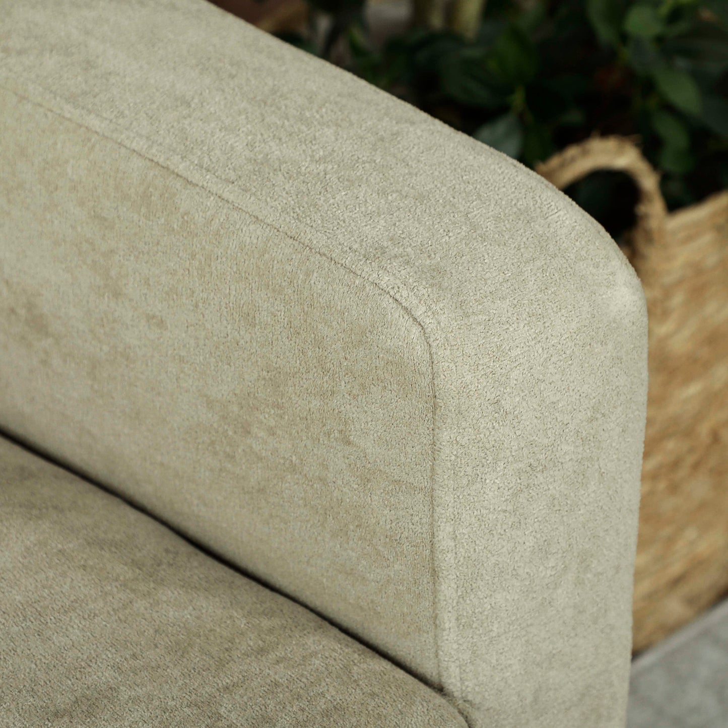 HOMCOM Two Seater Velvet Feel Sofa Beige With Wooden Legs Anti Slip Foot Pads And S Springs