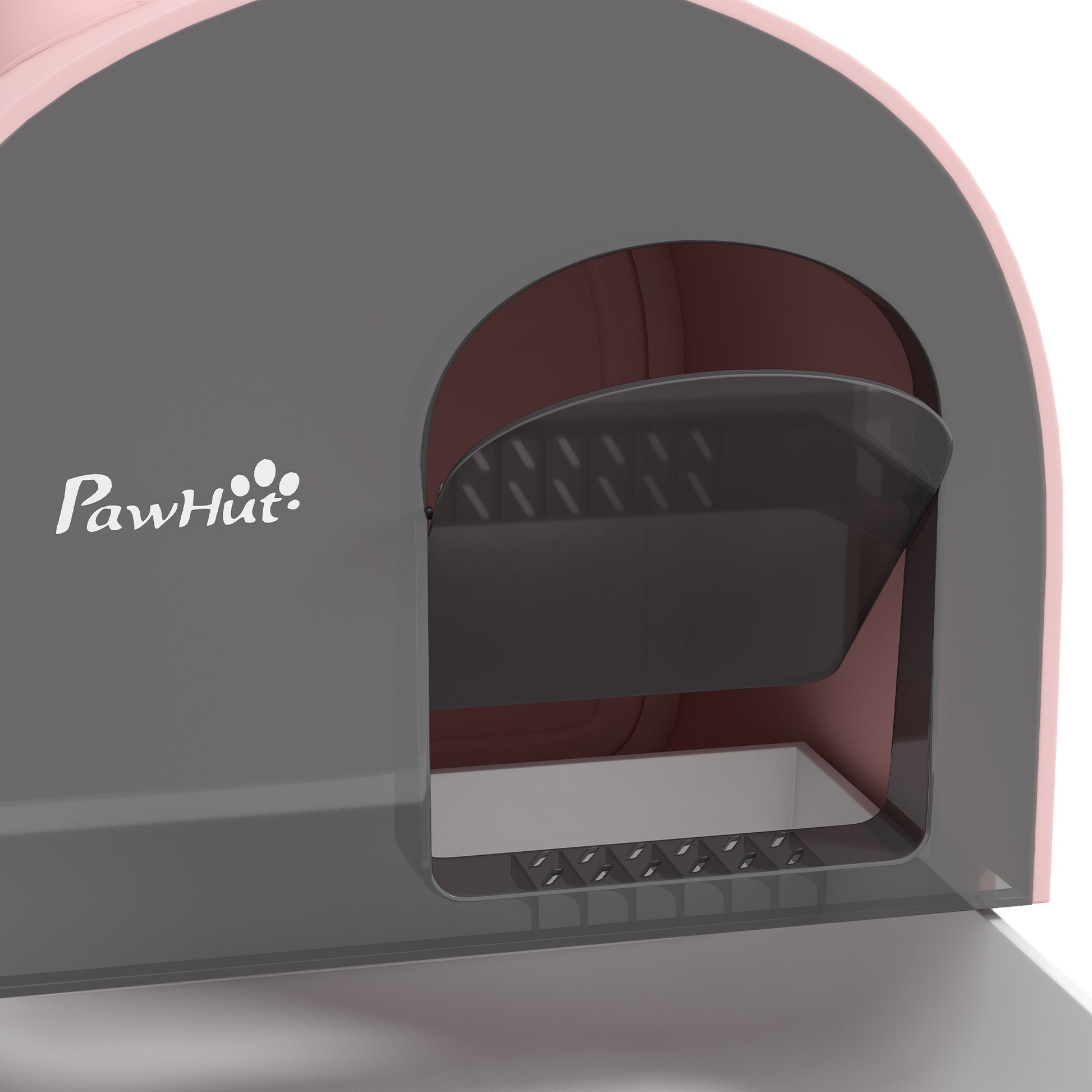 PawHut Enclosed Cat Litter Box with Lid and Scoop - Pink Litter Tray for Kittens - ALL4U RETAILER LTD