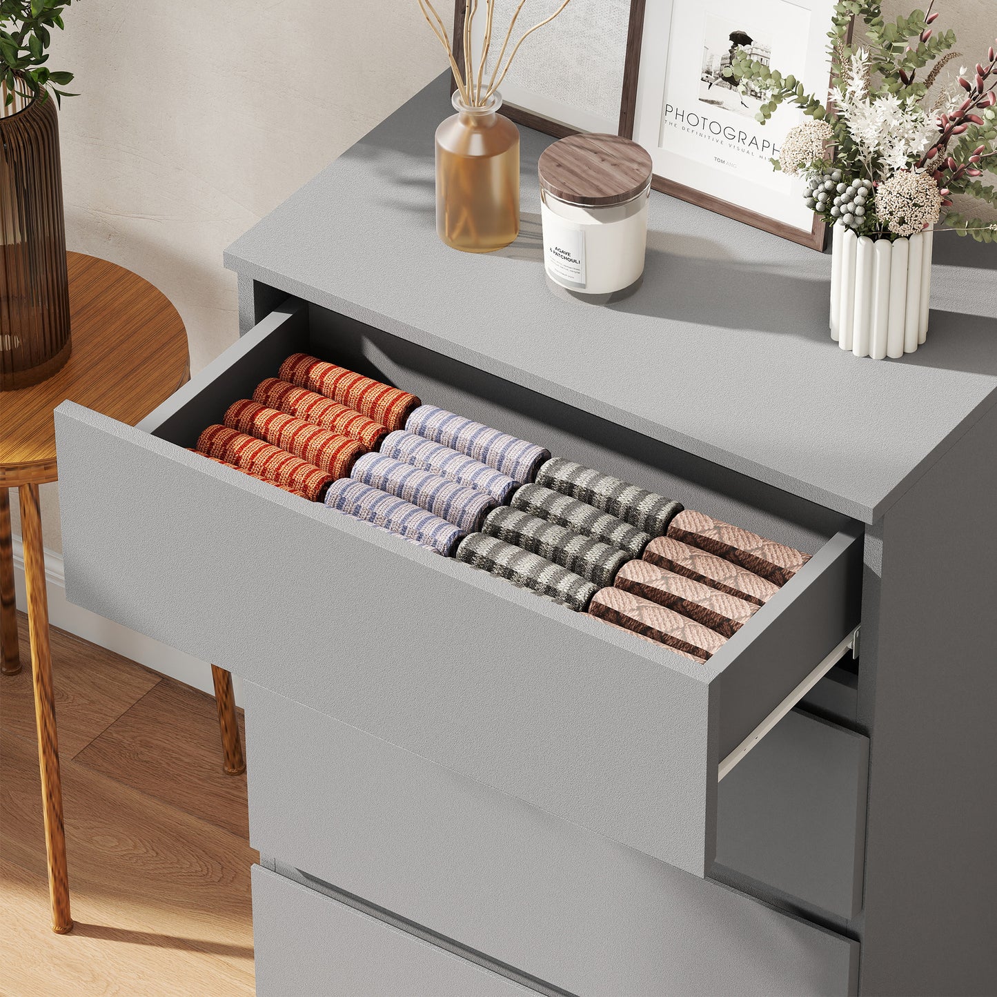 Homcom 4 Drawer Chest Of Drawers Modern Dresser For Bedroom Storage Unit With Stylish Finish