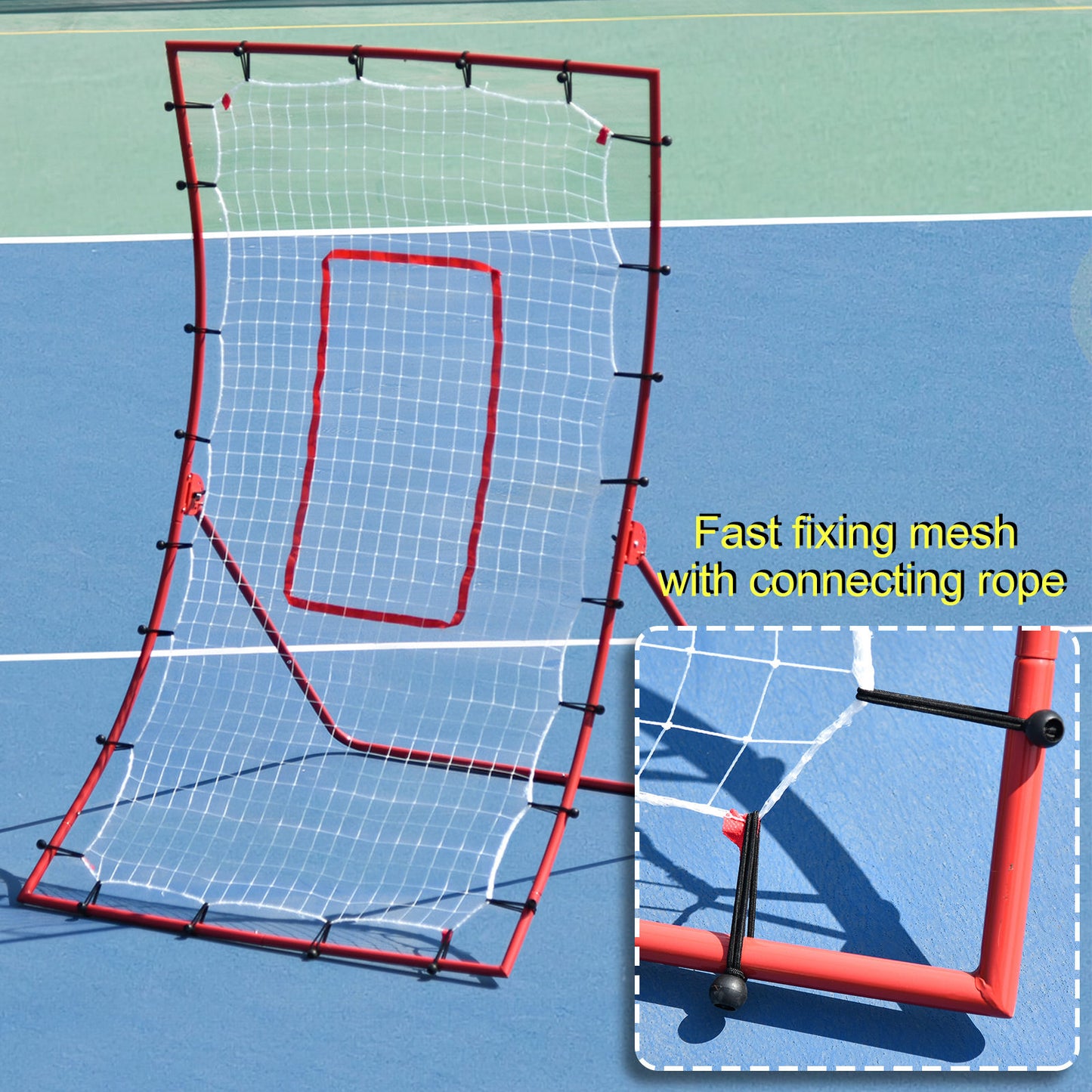 HOMCOM Adjustable 5-Angle Steel Rebounder Goal for Football and Tennis - Red/White - ALL4U RETAILER LTD