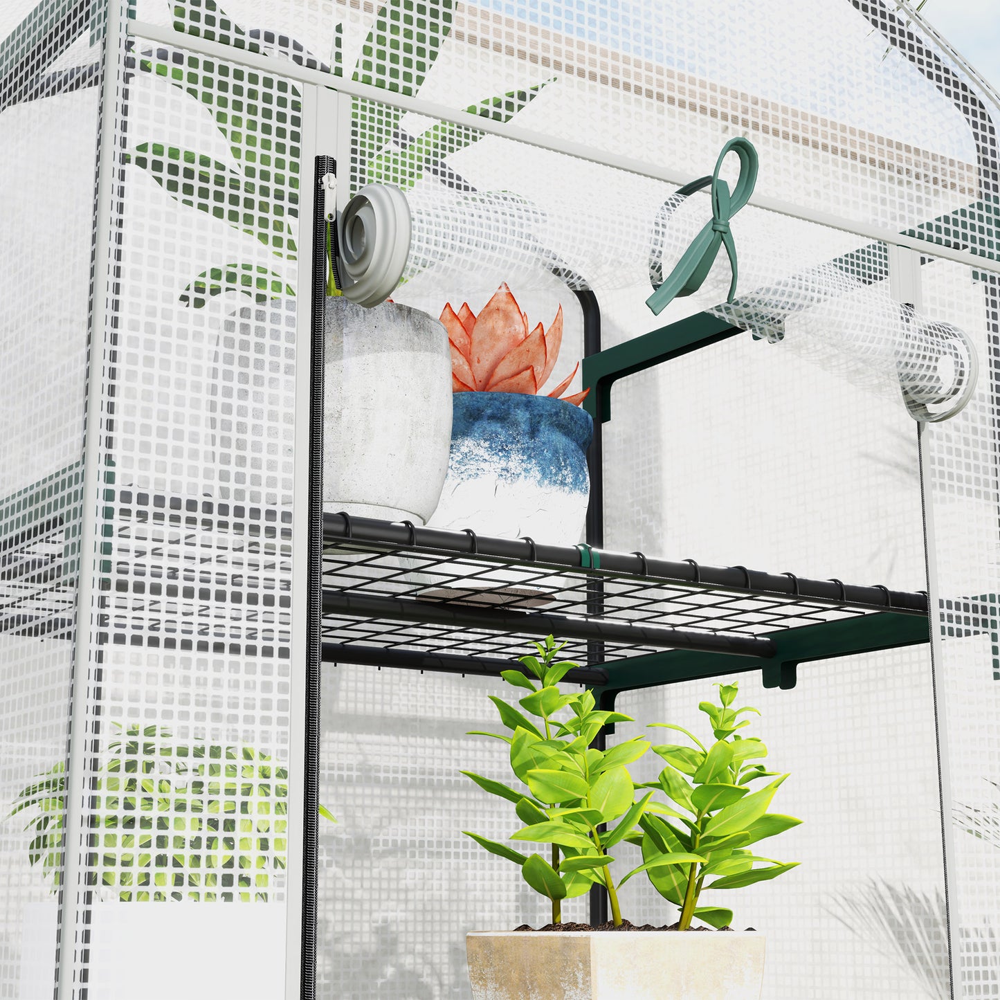 Outsunny 193cm Five Shelves Mini Greenhouse White With Roll Up Door Ideal For Small Balconies Porches Or Indoor Corners