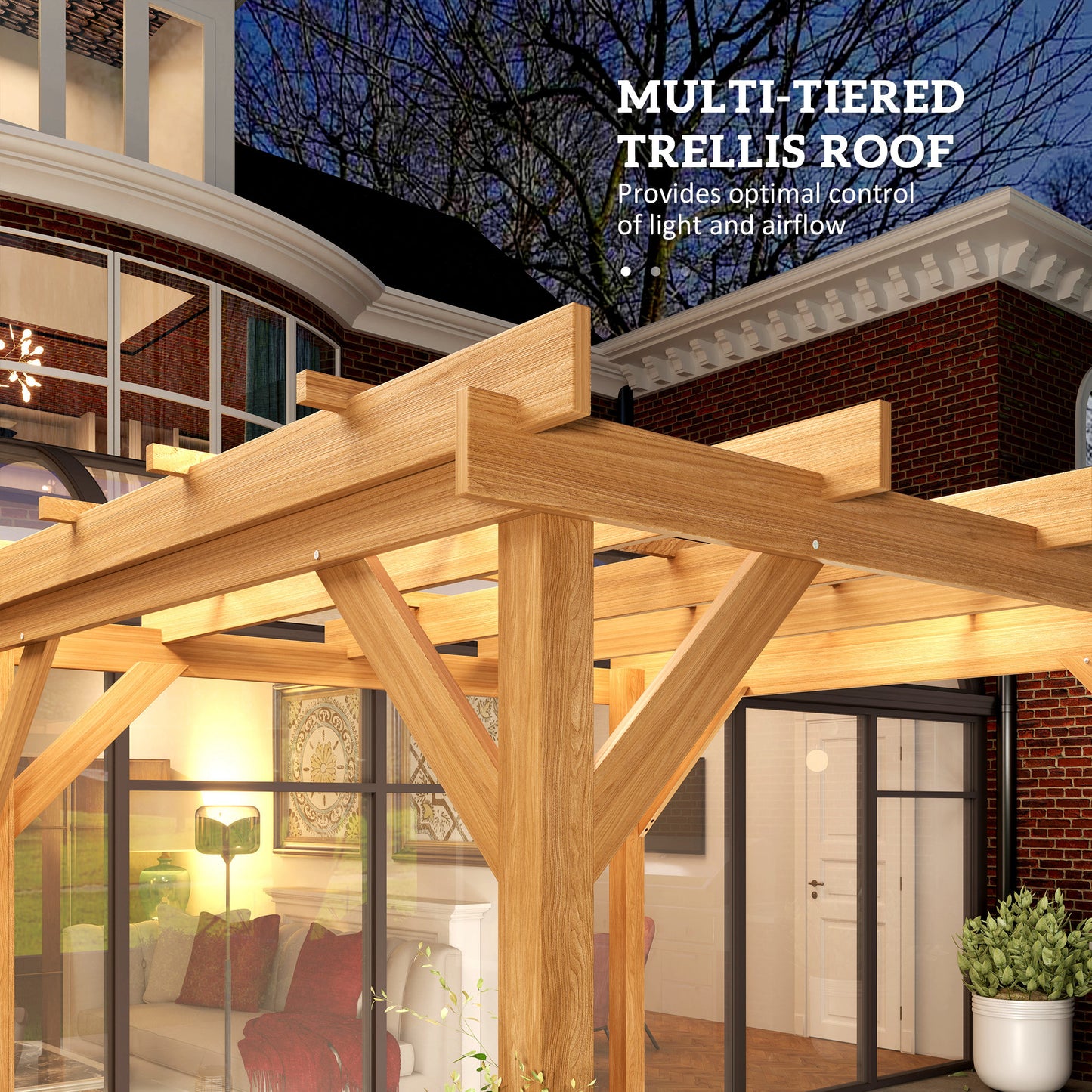 Outsunny 3 By 3 Meter Wooden Pergola Kit Garden Gazebo Shelter With Stable Structure For Climbing Vines Dark Brown