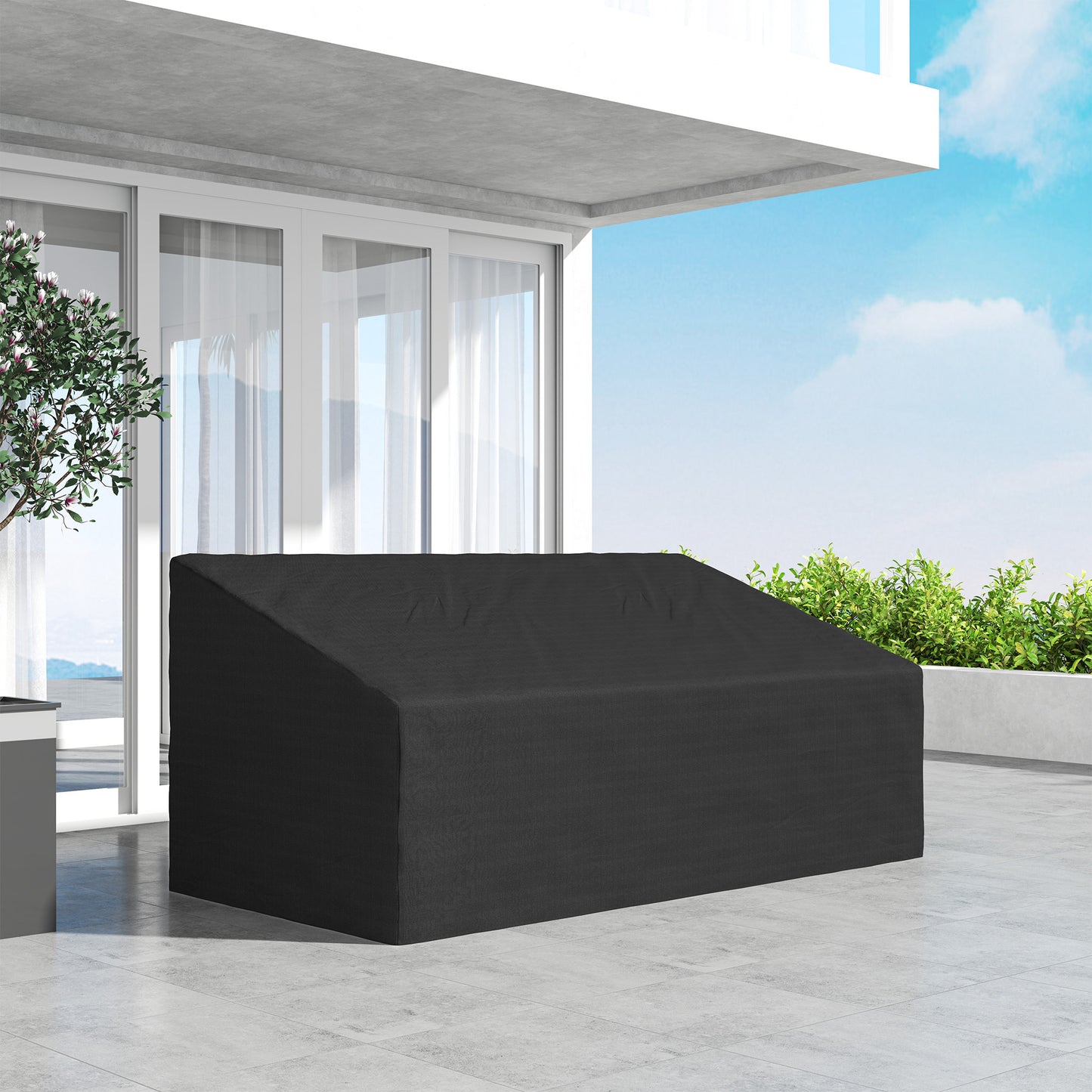Outsunny 600D Oxford Cloth Waterproof Furniture Cover for 3 Seater Sofa Patio Outdoor Black 218 x 111 x 63 to 101 cm