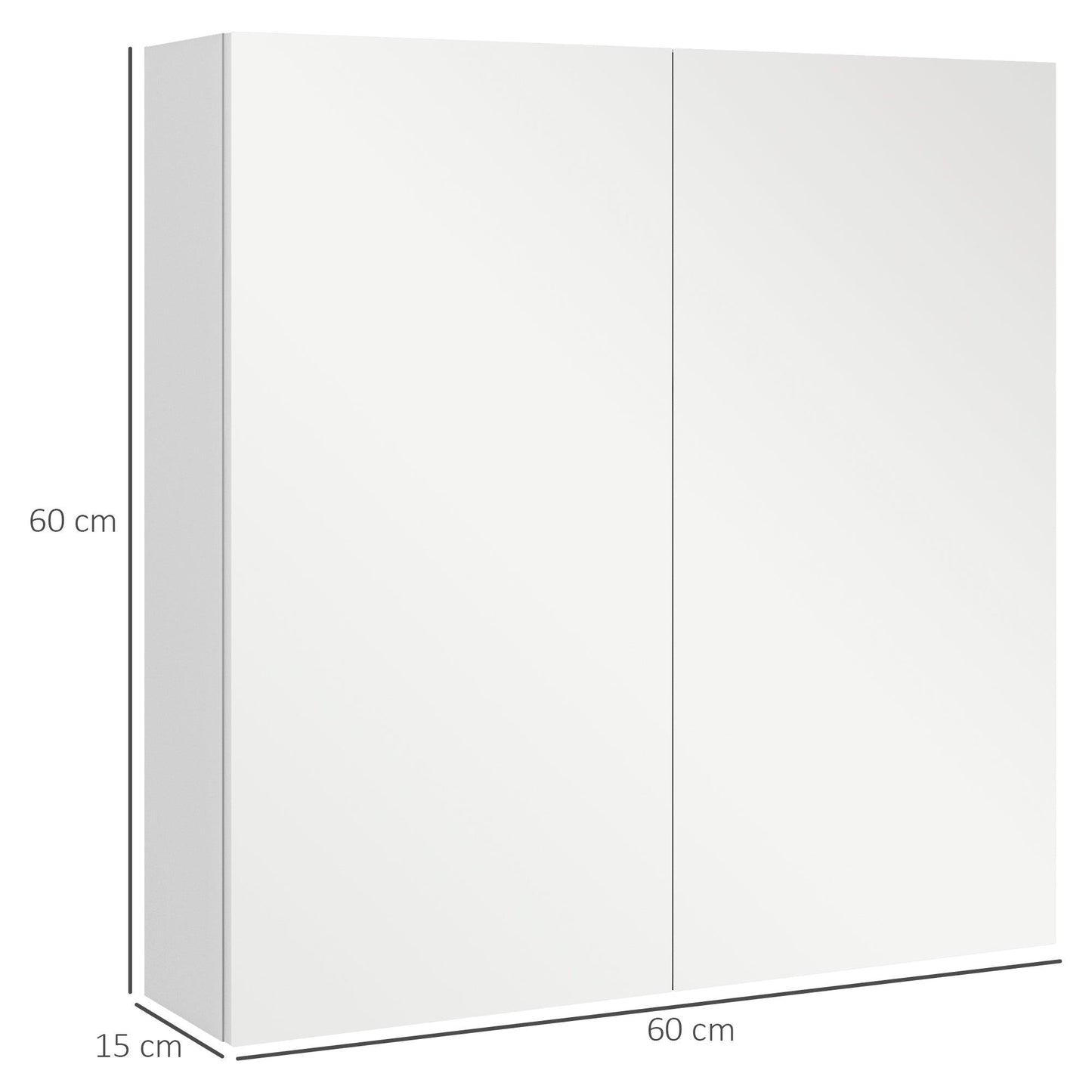 Kleankin Double Door Mirror Cabinet, Wall Mounted Bathroom Storage, High Gloss White - ALL4U RETAILER LTD