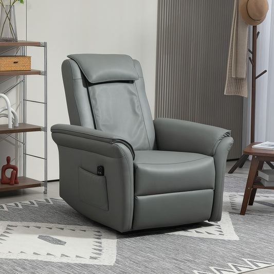 HOMCOM Kneading Faux Leather Electric Massage Recliner Chair With 12 3D Massage Modes Grey