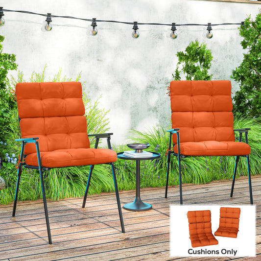 Outsunny Set Of Two Padded Outdoor Seat Cushions With Cushioned Back Rest Orange For Patio Chairs