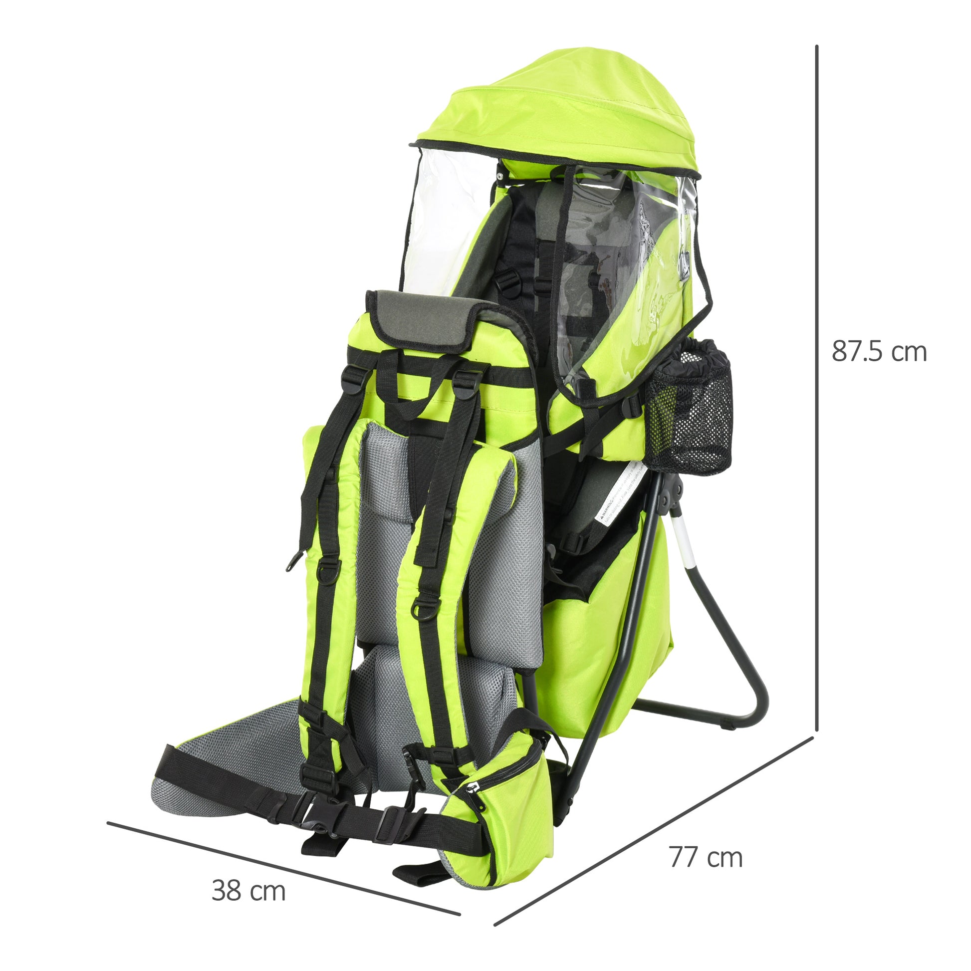 HOMCOM Ergonomic Baby Hiking Backpack Carrier with Detachable Rain Cover and Adjustable Straps for Toddlers 6-36 Months - Green - ALL4U RETAILER LTD