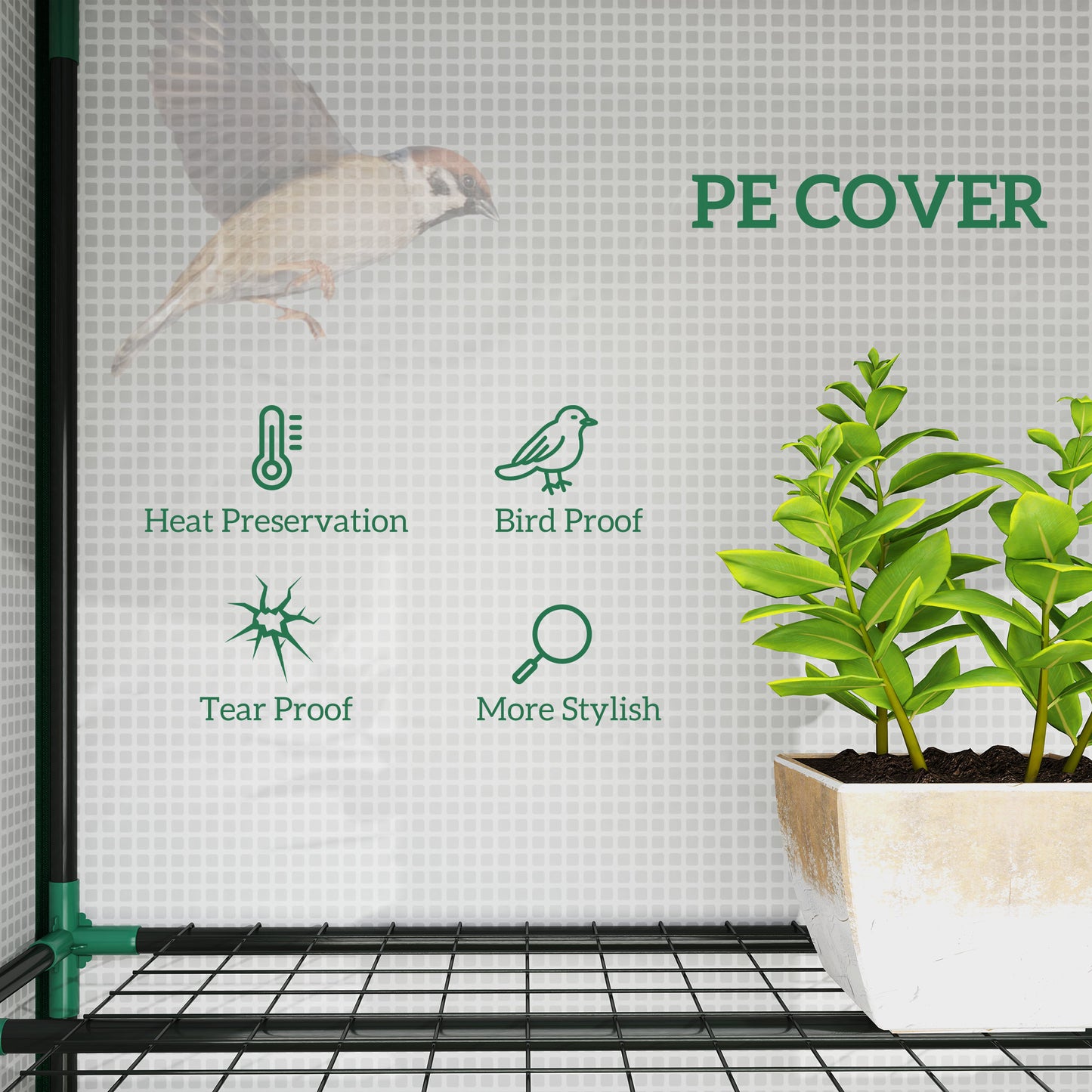 Outsunny 46 By 215 Cm Nine Shelf Greenhouse White Plastic Garden Plant Shelter Kit