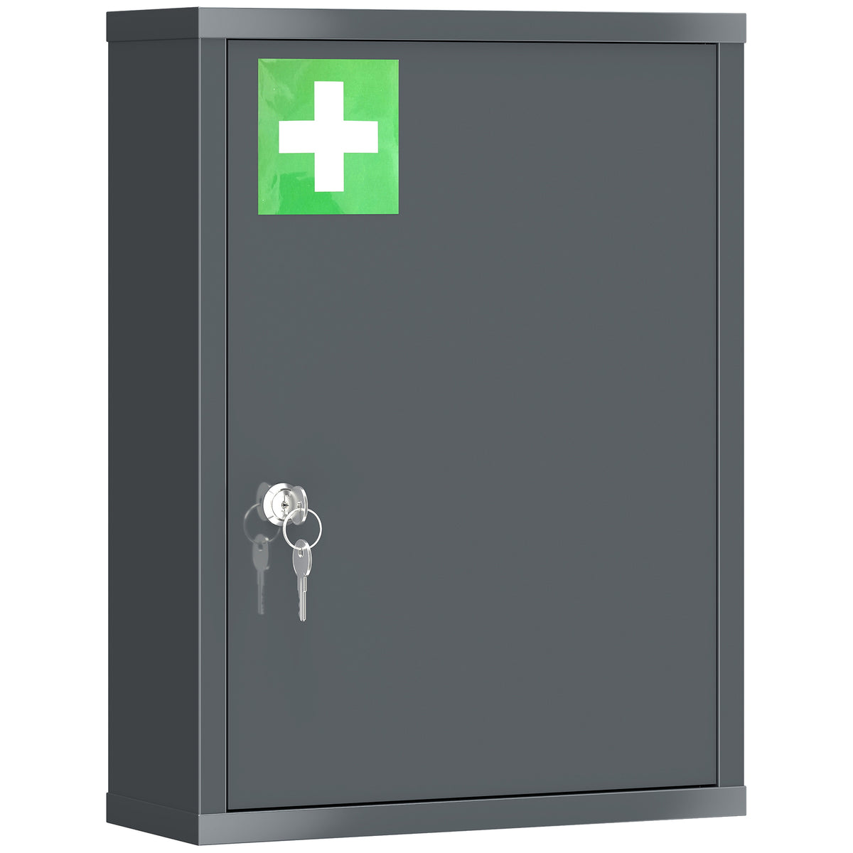 Kleankin Locking Medicine Cabinet With Three Tier Shelves And Two Keys