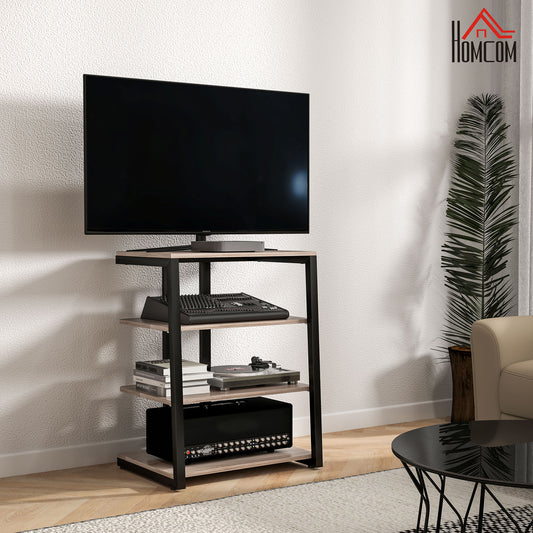 HOMCOM Compact Grey TV Stand with Adjustable Shelves & Power Strip Holder for 28 Inch TVs - ALL4U RETAILER LTD