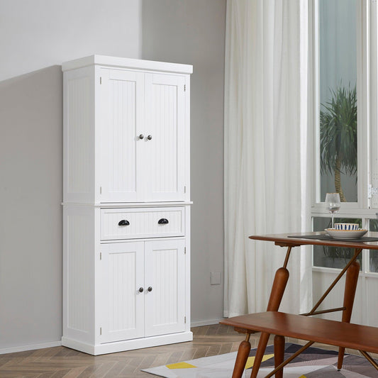HOMCOM White Kitchen Cupboard with Drawer and Adjustable Shelves - ALL4U RETAILER LTD