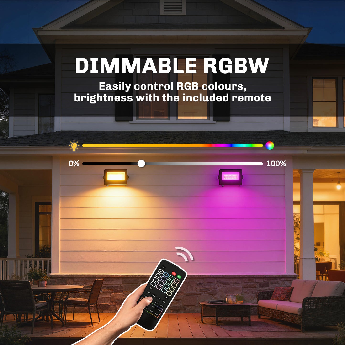 Outsunny 32W LED Floodlights Linkable 4 Pack Landscape Lighting With Remote Control RGB Colour Changing UK Plug Black