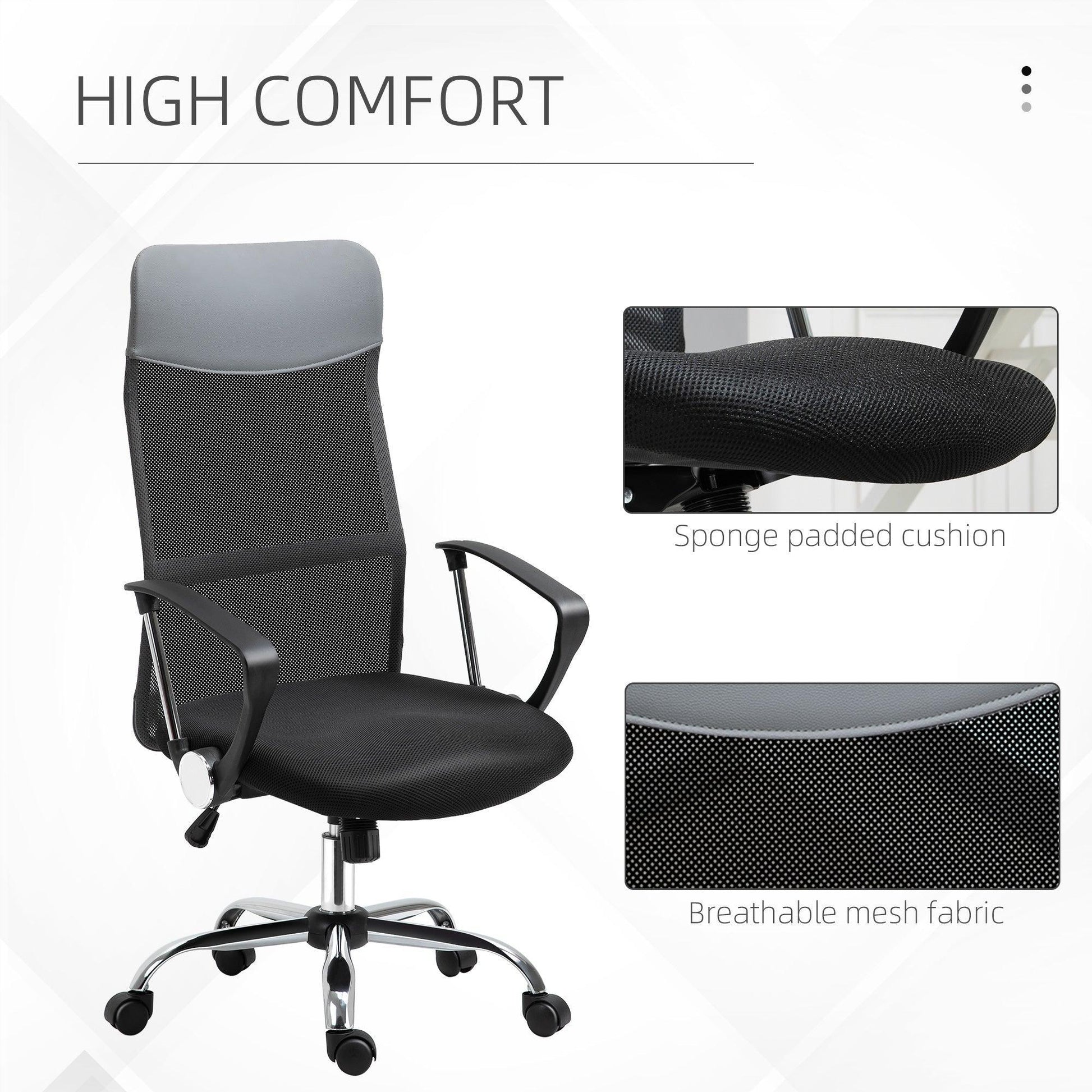 HOMCOM Ergonomic Mesh Office Chair - Adjustable & Stylish - ALL4U RETAILER LTD