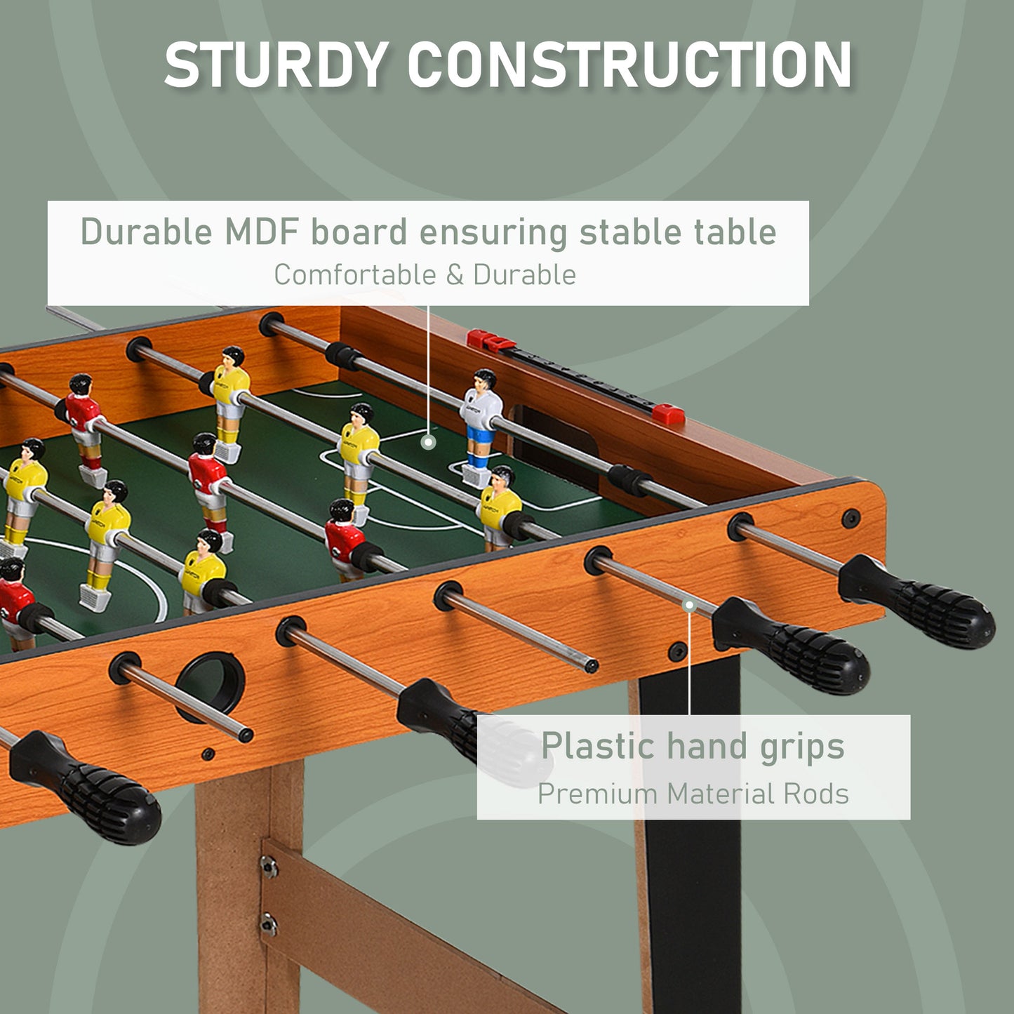 HOMCOM Classic Mini Foosball Table for Home and Office - Heavy Duty 84.5cm with 8 Rods and 2 Balls - ALL4U RETAILER LTD