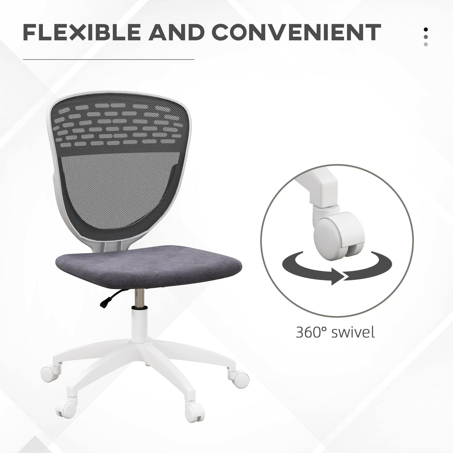 Vinsetto Grey Office Chair, Height Adjustable, Swivel Wheels - ALL4U RETAILER LTD