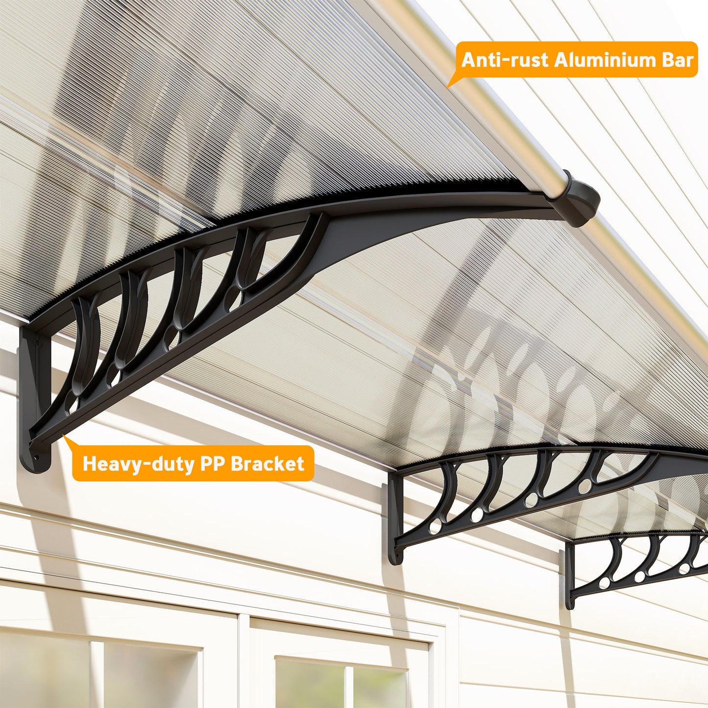 Outsunny Front Door Canopy Outdoor Awning Rain Shelter 303x96 cm Clear Aluminium Frame