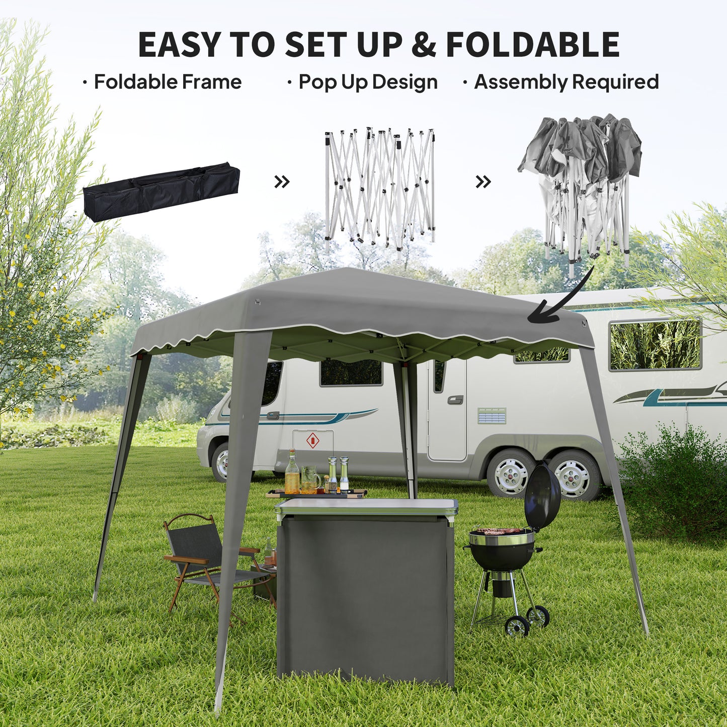 Outsunny Two Point Five Meter Square Pop Up Garden Gazebo Tent Grey For Outdoor Events And Picnics