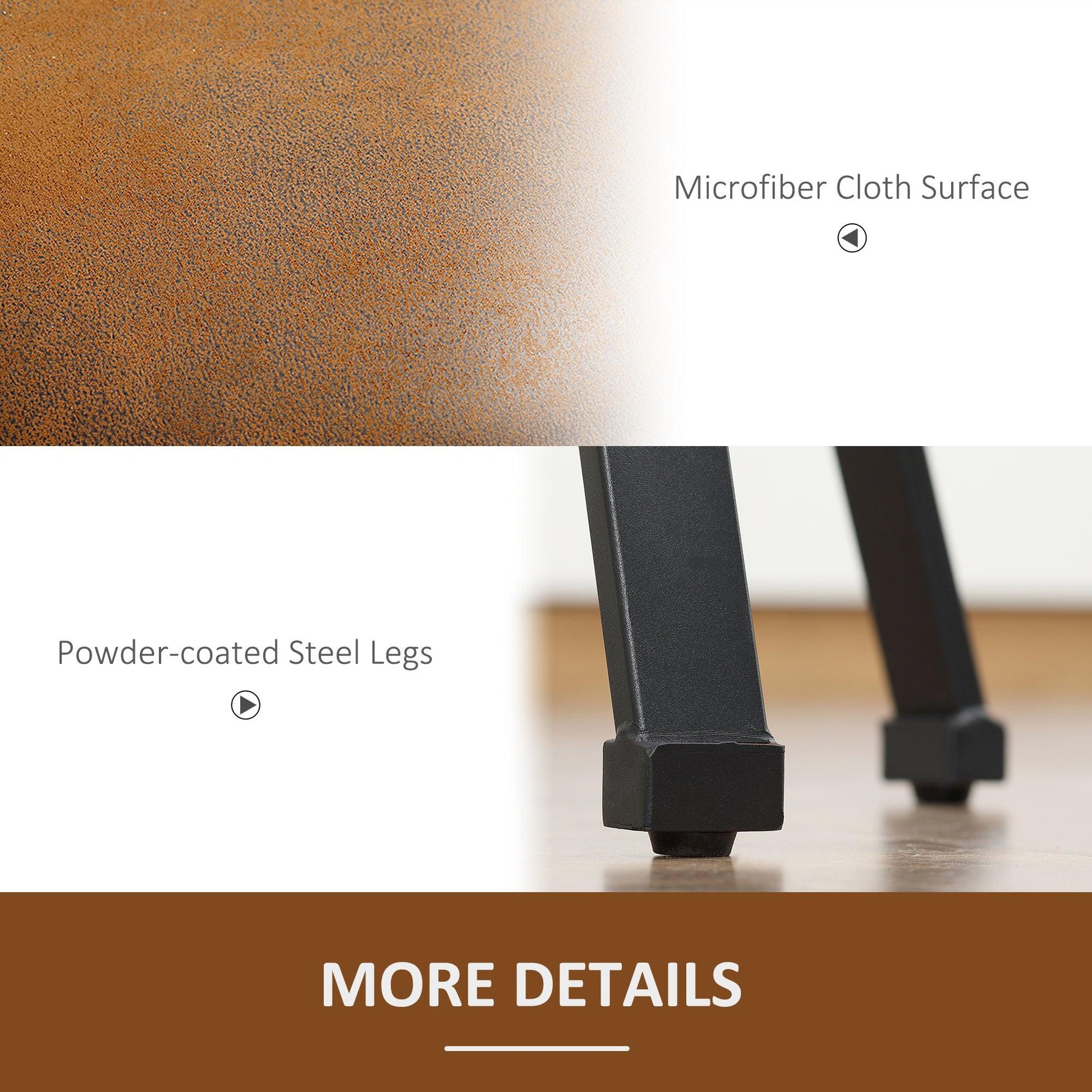 HOMCOM Set of 2 Microfiber Breakfast Bar Stools, Brown - ALL4U RETAILER LTD