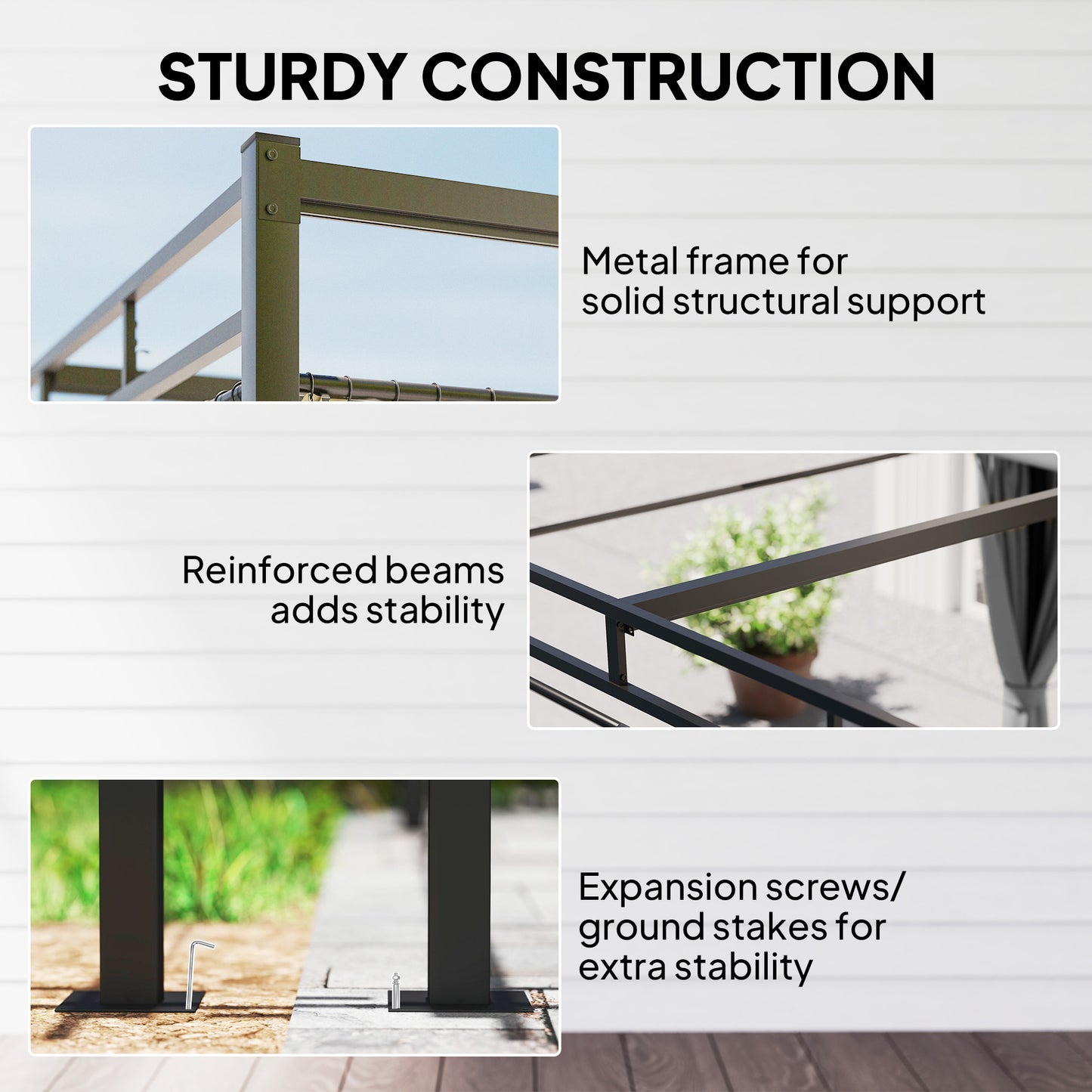 Outsunny 3x3 m Pergola With Retractable Roof Canopy And Curtains UPF30+ Metal Frame Garden Gazebo Sun Shade Dark Grey