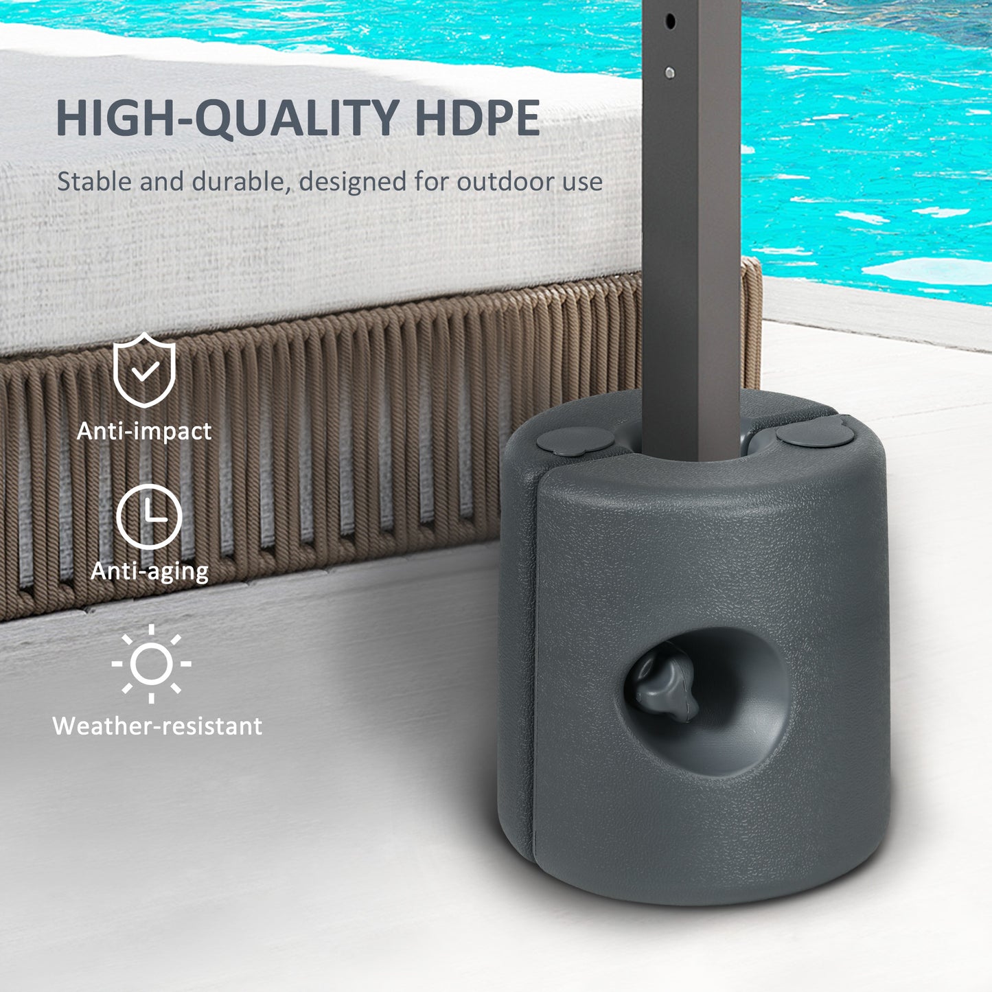 Outsunny HDPE Tent Weights Set of 4 Canopy Weights Fill with Water or Sand UV Resistant Outdoor Gazebo Anchors 48 kg