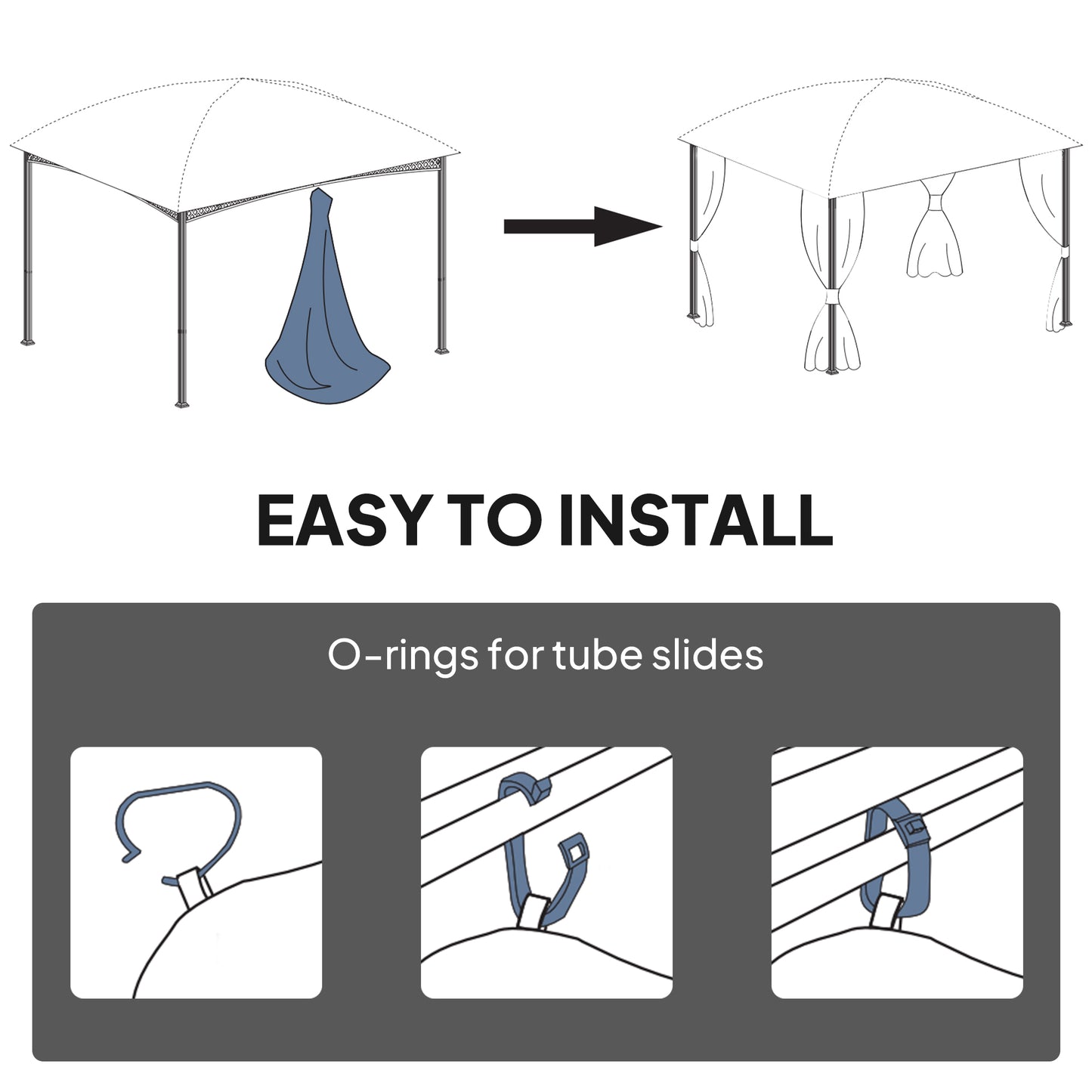 Outsunny 4 Pack Replacement Gazebo Curtains For 3x3m Gazebo Privacy Panels Khaki UPF30 Polyester