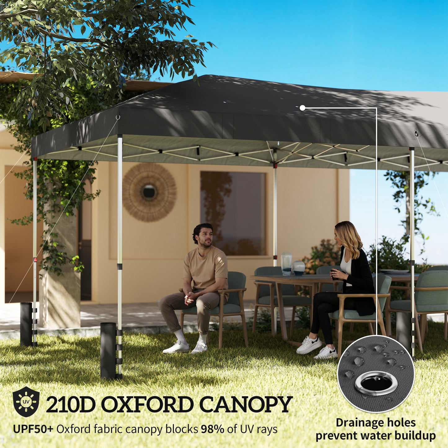 Outsunny 3 By 6 Meter Pop Up Canopy with UV50 Plus Protection Garden Gazebo Six Sidewalls Dark Grey